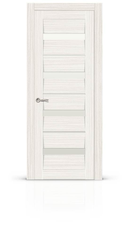 Межкомнатная дверь Сицилио остекленная экошпон беленый дуб 9101